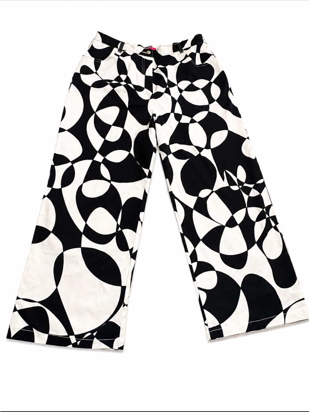 Tyler McGillivary Black & White Geometric Wide-Leg Pants – Size 12
